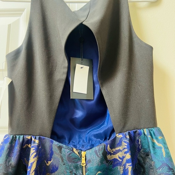 NWT ABS Elegant Blue and Gold dress with cutout back size 7 - Picture 8 of 13